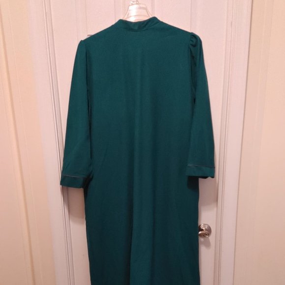 Vintage Partners Intimates Women Robe Housecoat 1/4 Zip Emerald Green Floral XXL - Picture 4 of 6